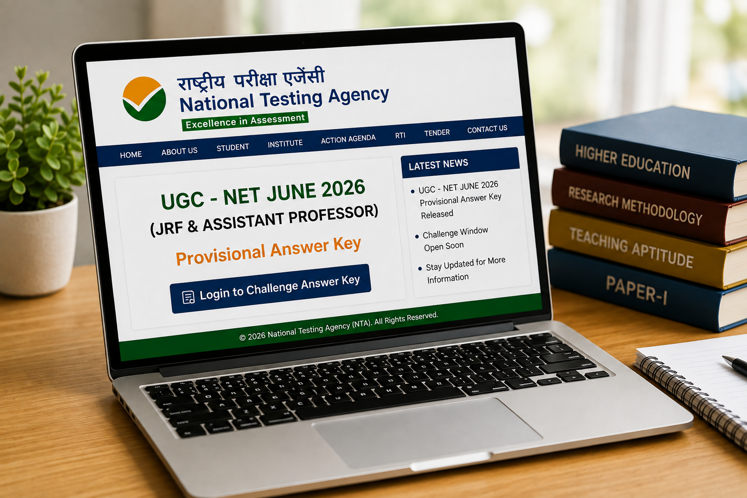 UGC NET June 2026 NTA answer key update